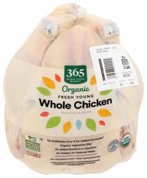 365 by Whole Foods Market, Organic Fresh Chicken, Whole (GAP - Step 3), Varied Weight