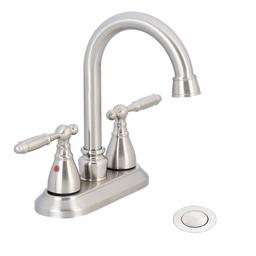 AmazonBasics Robinet de lavabo traditionnel à deux poignées 10,2 cm nickel satiné