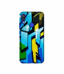 Amazon Brand - Solimo Designer Blue and Yellow Texture 3D Printed Hard Back Case Mobile Cover for Xiaomi Redmi Note 7S