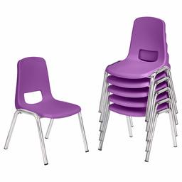 AmazonBasics 10 Inch School Classroom Stack Chair, Chrome Legs, Purple, 6-Pack