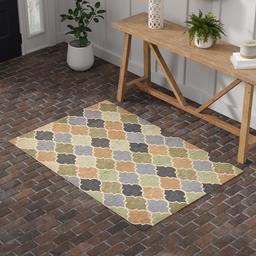 Amazon Brand – Stone & Beam Quarterfoil Wool Area Rug, 4 x 6 Foot, Light Multi