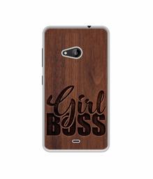 Amazon Brand - Solimo Designer Girl Boss On Wood UV Printed Soft Back Case Mobile Cover for Microsoft Lumia 535