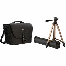 DSLR/Mirrorless Camera Accessory Kit - AmazonBasics Bag and Tripod (Gray Interior Bag)