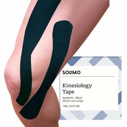 Amazon Brand - Solimo Kinesiology Tape Synthetic I Strips, Black, 1 Roll of 20, 2