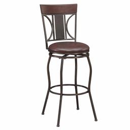 Amazon Brand – Ravenna Home Wood and Metal Detailed Swivel Kitchen Bar Stool, 44.5 Inch Height, Dark Espresso