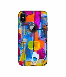 Amazon Brand - Solimo Designer Multicolor Box Texture 3D Printed Hard Back Case Mobile Cover for Apple iPhone X (Logo Cut)