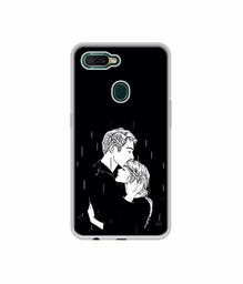 Amazon Brand - Solimo Designer Couples Standing in Rain UV Printed Soft Back Case Mobile Cover for Oppo A7