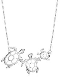 Sterling Silver Turtle Family Necklace, 18