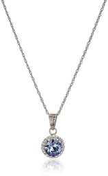 Sterling Silver Swarovski Crystal Halo Pendant Necklace, 18