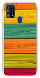 Amazon Brand - Solimo Designer Multicolor Horizontal Wooden Pattern Printed Soft Back Case Mobile Cover for Samsung Galaxy M31