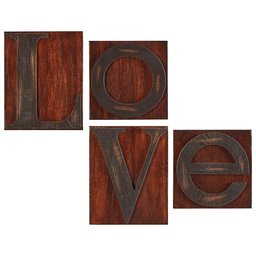 Amazon Brand – Stone & Beam Modern Love Woodblock Wall Art, 20