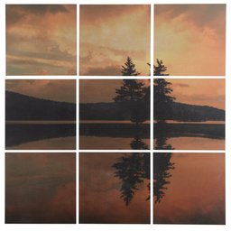 Amazon Brand – Stone & Beam Modern 9-Piece Photo Mural of Lakeside Sunset Wall Art on Wood, 60