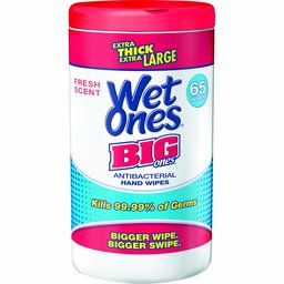 Wet Ones Big Ones Fresh Scent Antibacterial Wipes, 65 Count