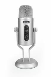 AmazonBasics Professional USB Condenser Microphone with Volume Control and OLED Screen, Silver (Renewed)