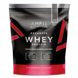 Amazon Brand- Amfit Nutrition - Advanced Whey Protein Powder Strawberry, 32 Servings, 992 g