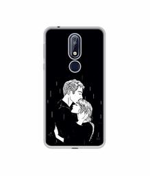 Amazon Brand - Solimo Designer Couples Standing in Rain UV Printed Soft Back Case Mobile Cover for Nokia 7.1