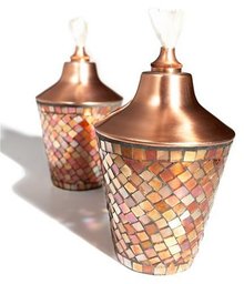 Strathwood Mosaic Glass Oil Lamp, Set of 2