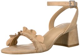 Amazon Brand - The Fix Women's Lizzie Block Heel Ruffled Sandal Heeled, Dove Suede, 7.5 B US