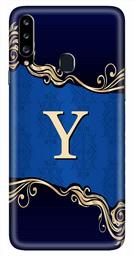 Amazon Brand - Solimo Designer Blue Pattern Alphabet-Y 3D Printed Hard Back Case Mobile Cover for Samsung Galaxy A20s