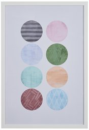 Amazon Brand – Rivet Patterned Color Circles Wall Art in White Frame, 18