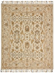 Amazon Brand – Stone & Beam Lottie Traditional Wool Area Rug, 5 x 8 Foot, Beige