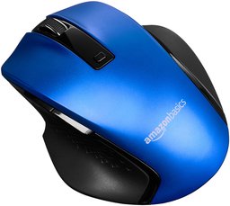 AmazonBasics - Mouse wireless ergonomico compatto con scrolling rapido - Blu