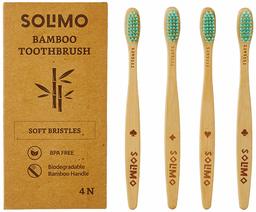 Amazon Brand - Solimo Bamboo Toothbrush (Pack of 4)