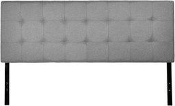 AmazonBasics Faux Linen Upholstered Tufted Headboard - King, Grey