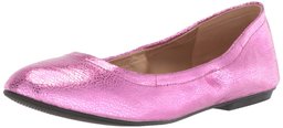 The Fix Amazon Brand Women's Sonya Scrunch Metallic Ballet Flat, Bubble Gum Pink/Metallic Crackle Leather, 7 B US