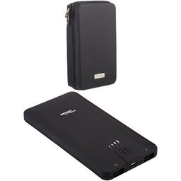 AmazonBasics - Custodia da viaggio universale per dispositivi elettronici e accessori (fotocamere, cellulari, GPS), colore: Nero & Caricabatterie esterno portatile, 10000 mAh