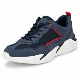 Klepe Men's Navy/RED Chunky/Platform Sneakers-9 UK (43 EU) (10 US) (KP901/NVYRED)