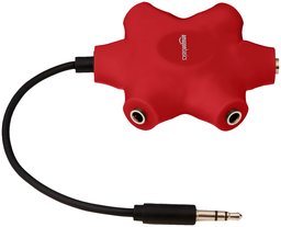 AmazonBasics 5-Way Multi Headphone Splitter, Red(Color May Vary)