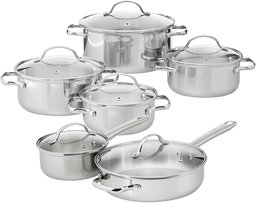 AmazonBasics 12-Piece Stainless Steel Cookware Set