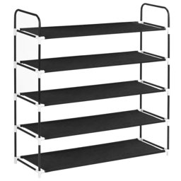 UMI Essentials Metal Shoe Rack with 5 Shelves for up to 50 Shoes Black