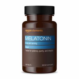 Amazon Elements Melatonin 3mg, Helps with occasional sleeplessness, Vegan, 260 Tablets, 8 month supply (Packaging may vary)