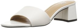 Amazon Brand - The Fix Women's Lilly Block Heel Mule, bright white leather, 6 B US