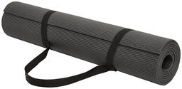 AmazonBasics 1/4-Inch Yoga and Exercise Mat with Carrying Strap, Black