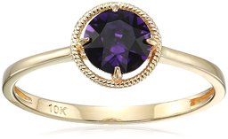 10k Gold Round Cut Birthstone anello realizzato con cristallo Swarovski,Febbraio,7