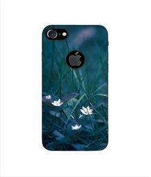 Amazon Brand - Solimo Designer White Flower 3D Printed Hard Back Case Mobile Cover for Apple iPhone 7 (with Logo Cut)