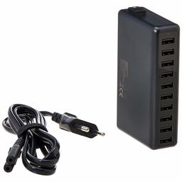 AmazonBasics - Caricabatterie da parete a 10 porte USB da 60 W - Nero