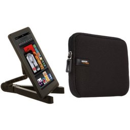 AmazonBasics Adjustable Tablet Stand and 8-Inch Black Sleeve for iPad Mini / Samsung Galaxy Tablet