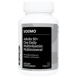 Amazon Brand - Solimo Adult 50+ One Daily Multivitamin Multimineral, 125 Tablets, Four Month Supply