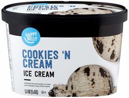 Amazon Brand - Happy Belly Cookies 'N Cream Ice Cream, 48 Fl Oz (Frozen)