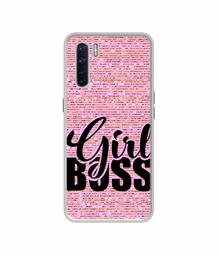 Amazon Brand - Solimo Designer Girl Boss On Pink Sparkle UV Printed Soft Back Case Mobile Cover for Oppo F15