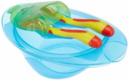 Amazon Brand - Mama Bear Travel Bowl Set with Lid and Snap-in Spoon and Fork (Blue)