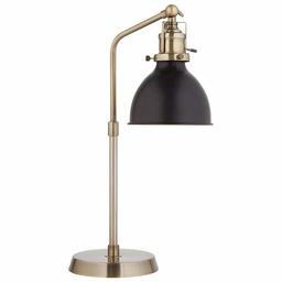 Amazon Brand – Rivet Pike Factory Industrial Table Lamp With Light Bulb - 6 x 13 x 19 Inches, Antique Brass with Black Shade