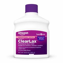 Basic Care ClearLax, Polyethylene Glycol 3350 Powder for Solution, 26.9 Ounce