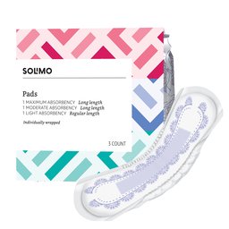 Amazon Brand - Solimo Bladder Control Pads Sample Pack, Ultra Thin, Moderate Long, Maximum Long, 3 Count