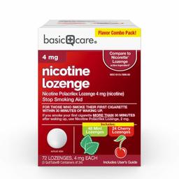 Amazon Basic Care Nicotine Lozenge, 4 mg, Mint and Cherry Flavors, 72 Count