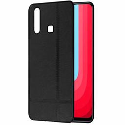 Amazon Brand - Solimo Leather Mobile Cover for (Soft & Flexible Back case), for Vivo U20 (Black)